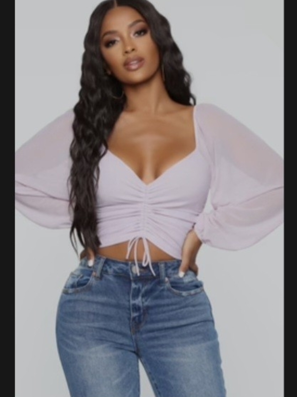 Fashion Nova Lavender Ruched V-Neck Crop Camisole